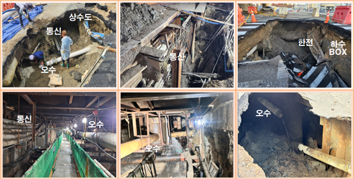 지하시설물 이설 없이 굴착 공사를 진행했다. 부산시 제공