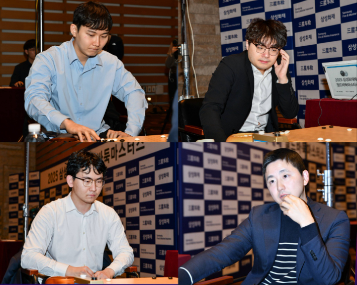 '삼성화재배' 4강에 오른 박정환 9단, 랴오위안허 9단, 김지석 9단, 딩하오 9단(사진 위 왼쪽부터 시계 방향으로). 한국기원 제공