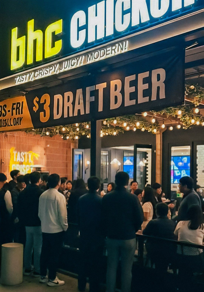 bhc 미국 직영 2호점 '채프먼 플라자점' 전경. 다이닝브랜즈그룹 제공