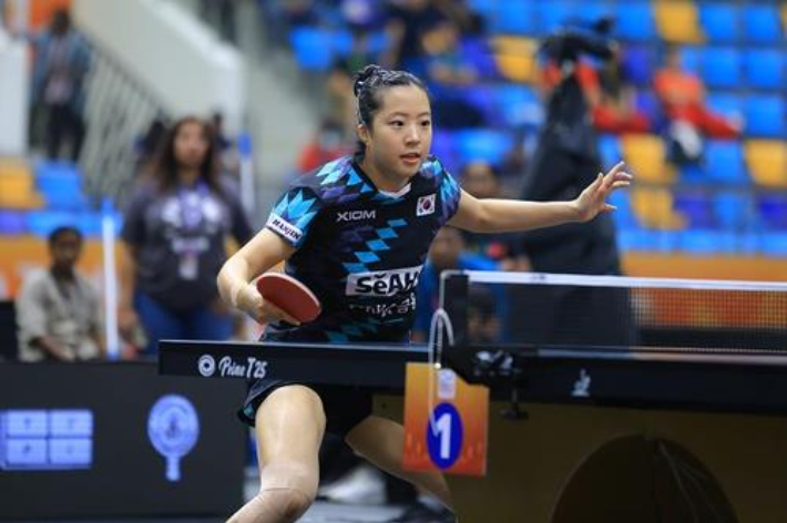 탁구 아시아선수권에 출전한 신유빈의 경기 장면. 대한탁구협회 제공