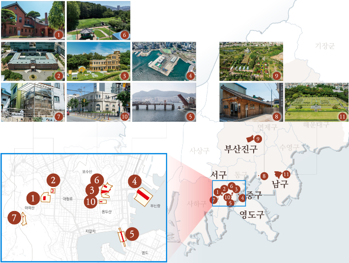 피란수도 부산 유산 11개소. 부산시 제공