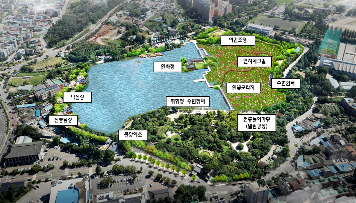 전주 덕진공원 환경 개선 사업 조감도. 전주시 제공