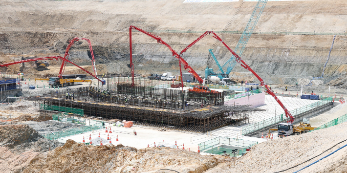 신한울3호기 원자로건물 최초 콘크리트 타설 모습. 한수원 제공