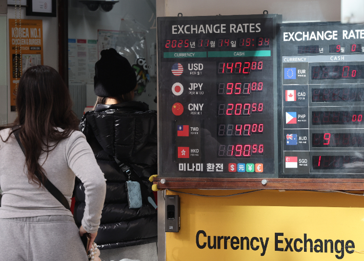 14일 서울 중구 명동 환전소 모습. 연합뉴스