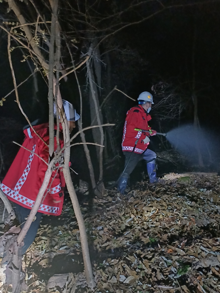 충남 천안시 유량동 산불 진화 모습. 산림청 제공
