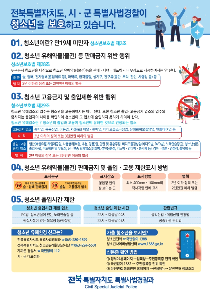청소년 유해 환경 집중 단속 포스터. 전북도 제공