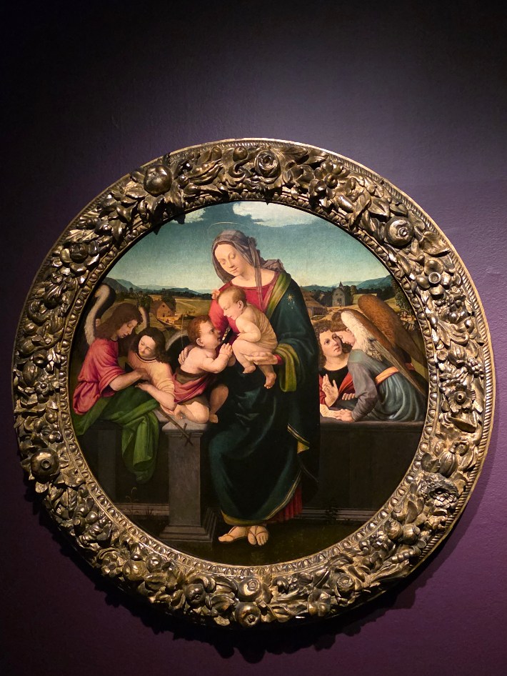 줄리아노 부자르디니, '성모자와 어린 세례자 요한, 그리고 천사들', 패널에 유채(1515년경). 곽인숙 기자 