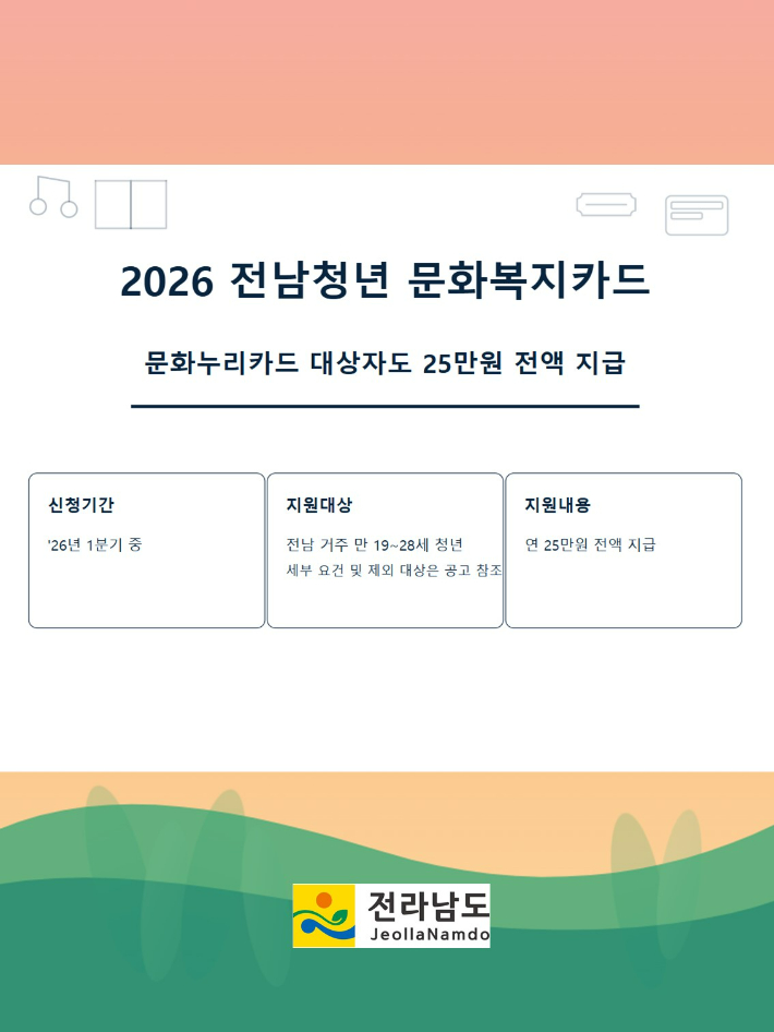 전남청년 문화복지카드 안내 포스터. 전라남도 제공