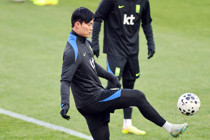 훈련하는 오현규. 연합뉴스