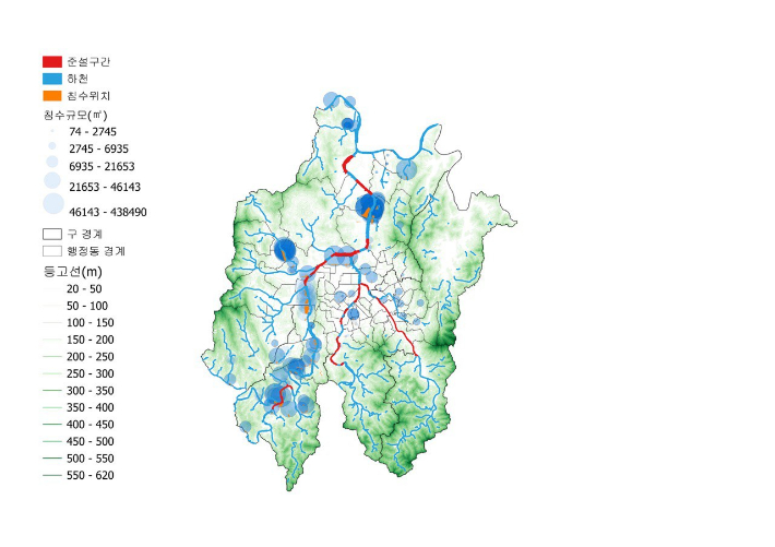 준설과 침수지도. 대전환경운동연합 제공
