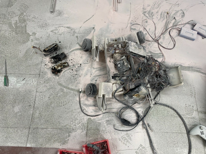 불에 탄 배터리. 대전소방본부 제공