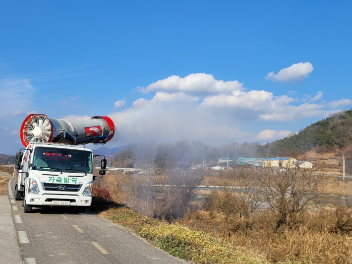 가축 방역. 경남도청 제공 