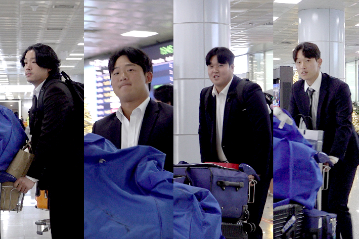 마무리 캠프를 마치고 귀국한 양창섭(왼쪽부터), 조민성, 김대호, 김성경. 삼성 라이온즈 