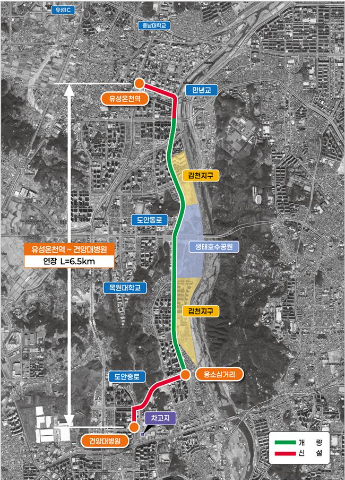 3칸 굴절차량 노선안. 대전시 제공