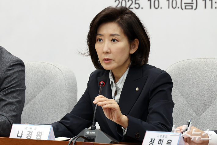 지난달 10일 서울 여의도 국회에서 열린 국민의힘 지방선거총괄기획단 임명장 수여식 및 제1차 전체회의에서 나경원 위원장이 발언을 하고 있다. 윤창원 기자