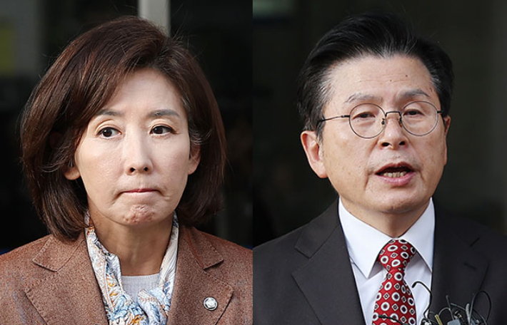 국민의힘 나경원 의원(왼쪽)과 황교안 자유와혁신 대표. 연합뉴스