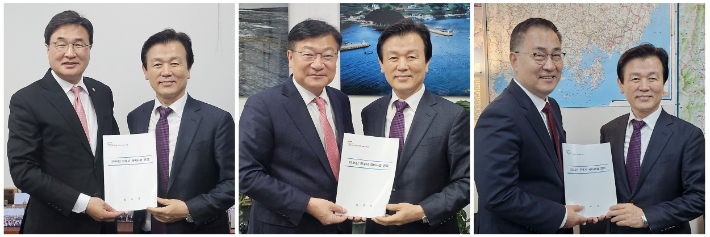 국민의힘 김대식, 정점식, 최형두 국회의원. 진주시청 제공