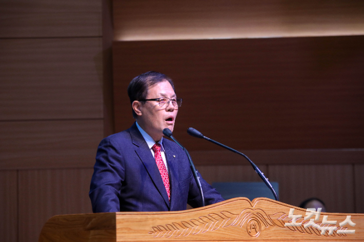 개회사를 전하는 전북지역장로회연합회 회장 최형춘 장로. 최화랑 기자