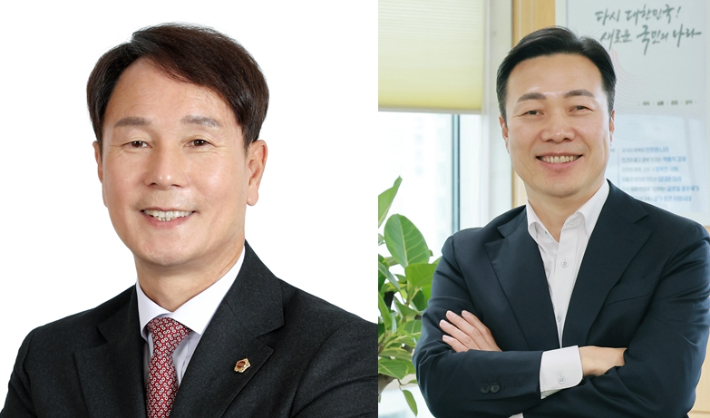 국민의힘 이상래 대전 동구 조직위원장(왼쪽)과 이택구 유성갑 조직위원장. 국민의힘 시당 제공