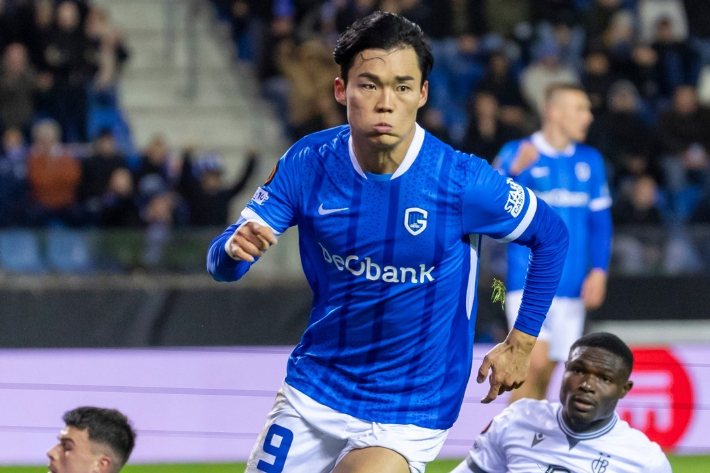 득점을 터트리고 내달리는 오현규. 연합뉴스