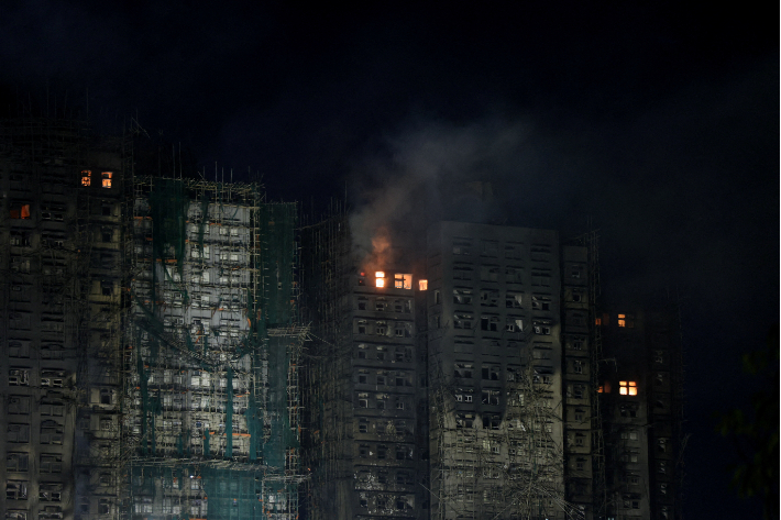 홍콩 아파트 화재 현장. 연합뉴스