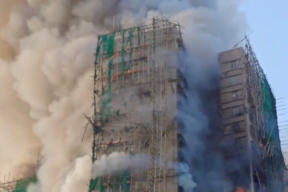 홍콩 아파트 화재 현장. 연합뉴스