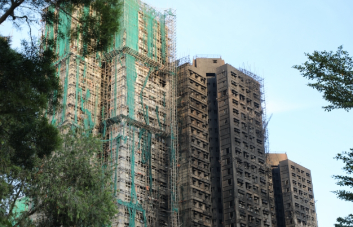 홍콩 아파트 화재 현장. 연합뉴스