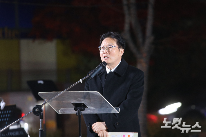 인사말을 전하는 전주시기독교연합회 대표회장 송시웅 목사. 최화랑 기자