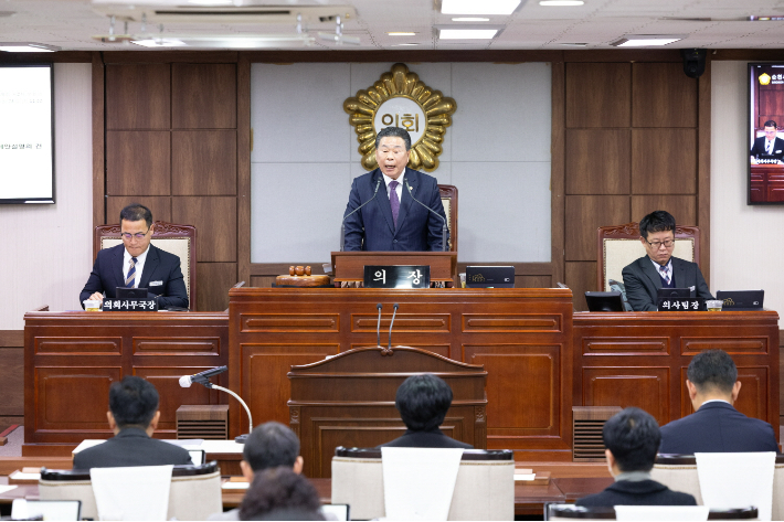 강형구 의장이 발언하고 있다. 순천시의회 제공
