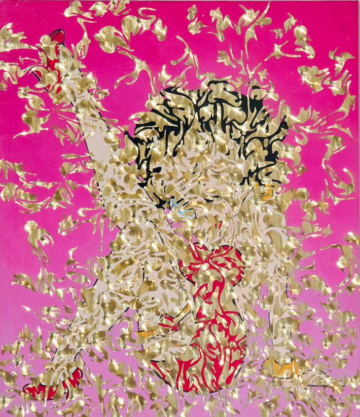 장인희, 'A Memory_Betty', Hand-cut mirror PET fi lm and acrylic on canvas, 45 × 50 cm(2025). 금산갤러리 제공