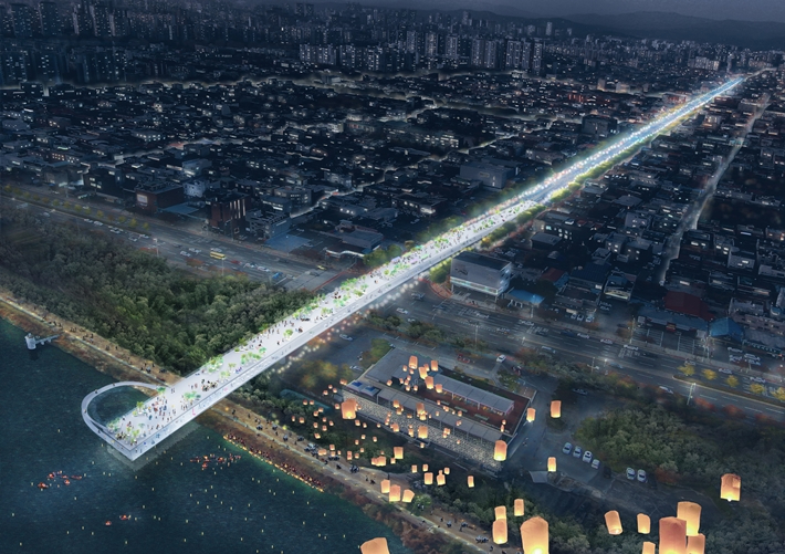 대구 수성구가 추진 중인 수성못 브리지 모습. 일본 출신 건축가 이시가미 준야가 설계를 맡았다. 대구 수성구청 제공