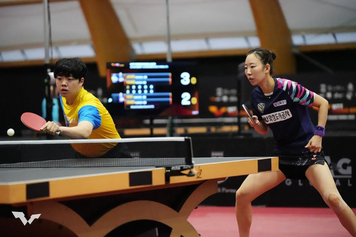 혼합 복식 우승을 차지한 장성일(왼쪽)-양하은. WTT 인스타그램 캡처 