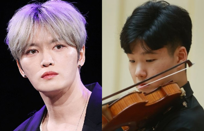 왼쪽부터 김재중, 바이올리니스트 공민배. 연합뉴스