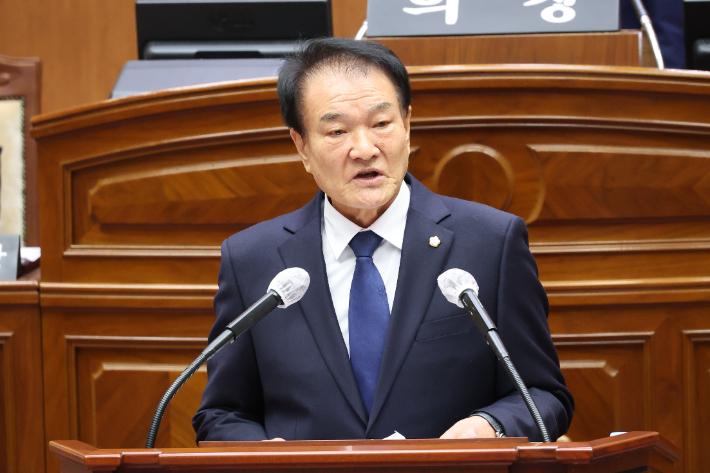 이병하 전주시의원이 5일 제425회 정례회에서 시정질문을 하고 있다. 전주시의회 제공