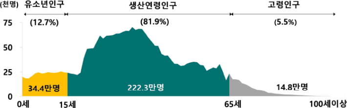 연령별 이주배경인구. 국가데이터처 제공