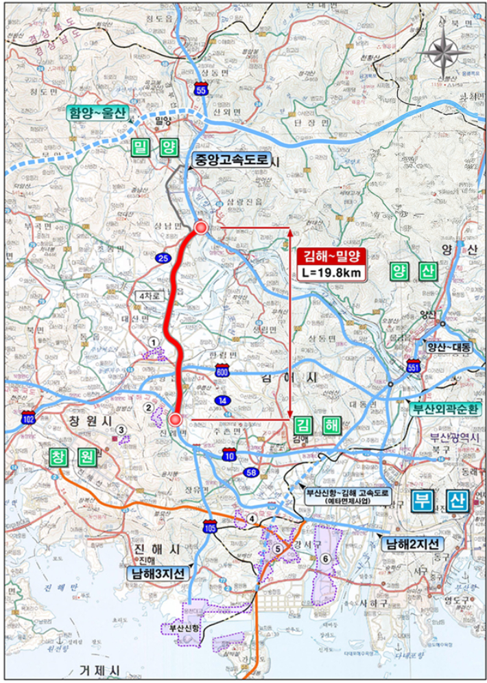 김해~밀양 고속도로 건설사업. 경남도청 제공 