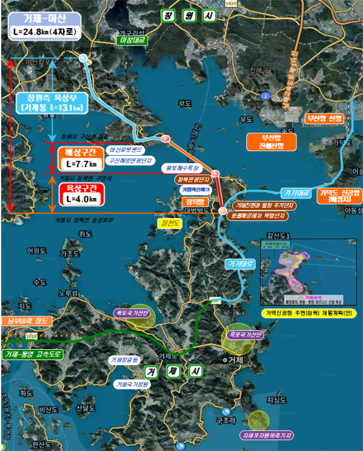 국도 5호선 거제~마산 건설사업. 경남도청 제공