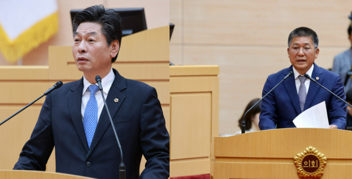 전라남도의회 이철 부의장(더불어민주당·완도 1)과 신의준 전남도의원(더불어민주당, 완도 2)은 9일 제395회 제2차 정례회 제3차 본회의에서 각각 5분 자유발언을 통해,전남 완도 해역에서 양식 미역과 매생이기 집단 고사하고 있어 전라남도에 어민 보호 대책 마련을 잇따라 촉구했다. 전남도의회 제공