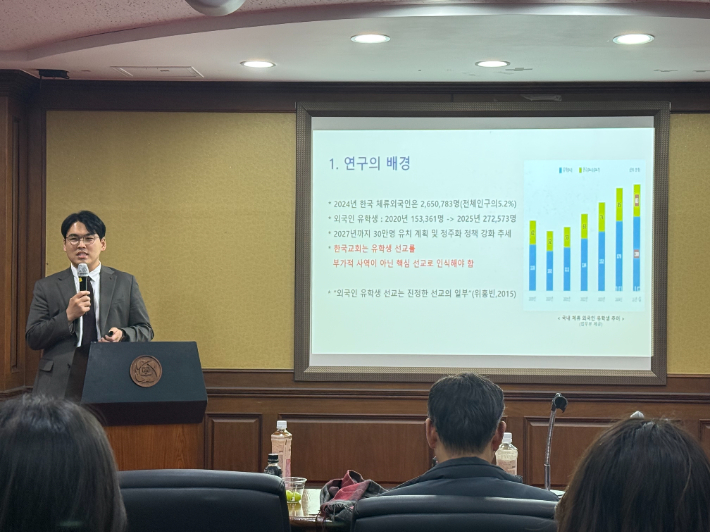 김지강 졸업생이 발표를 하고 있다. 동서대 제공