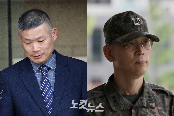 왼쪽부터 김동혁 국방부검찰단장(준장), 김용대 드론작전사령관(소장). 박종민 기자