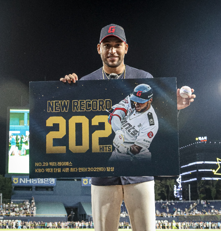 롯데와 3년째 동행하는 외야수 빅터 레이예스. 롯데 자이언츠 제공