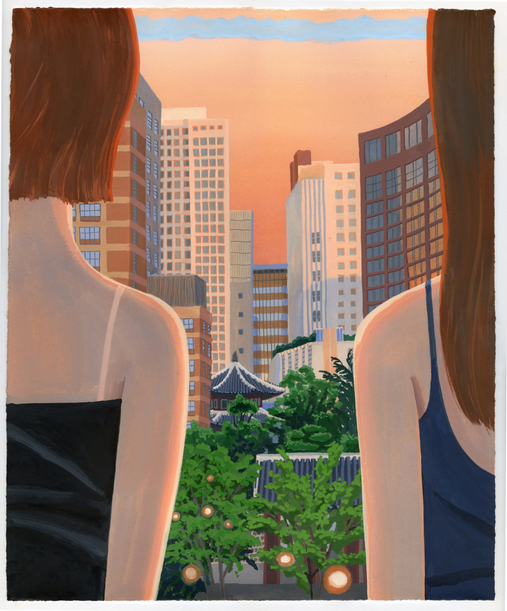 이슬아, 'Summer(여름), Watercolor and gouache on Arches, 45.5x37.9cm(2025). 김리아갤러리 제공