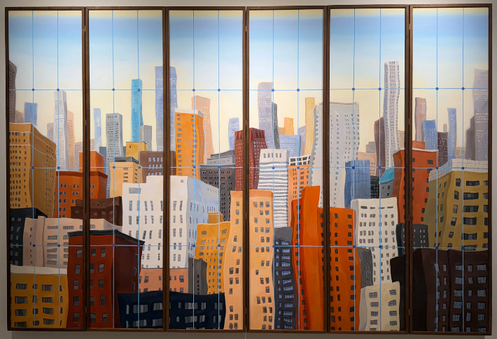 이슬아, 'Concrete garden(콘크리트 정원)', Acrylic on canvas, 240x170cm (six canvas folding screen)(2025). 김리아갤러리 제공