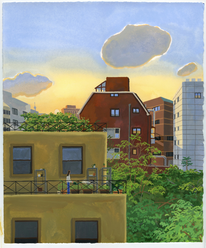 이슬아, 'Ordinary break(보통의 휴식), Watercolor and gouache on Arches, 45.5x37.9cm(2025). 김리아갤러리 제공