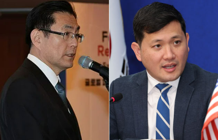 정연두 외교전략정보본부장(왼쪽) 케빈 김 주한미국대사대리. 연합뉴스