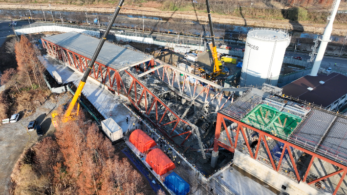 붕괴 사고가 발생한 광주 도서관 신축 현장의 모습. 광주시소방본부 제공