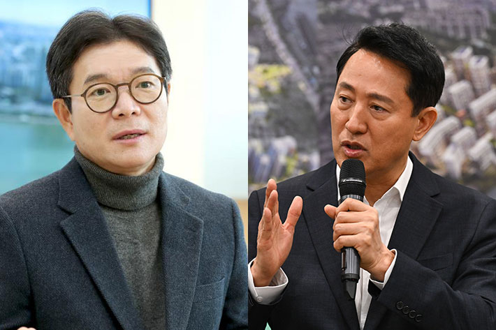 정원오 성동구청장(왼쪽), 오세훈 서울시장. 연합뉴스