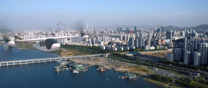 한강 상공의 UAM 가상도. 서울시 제공