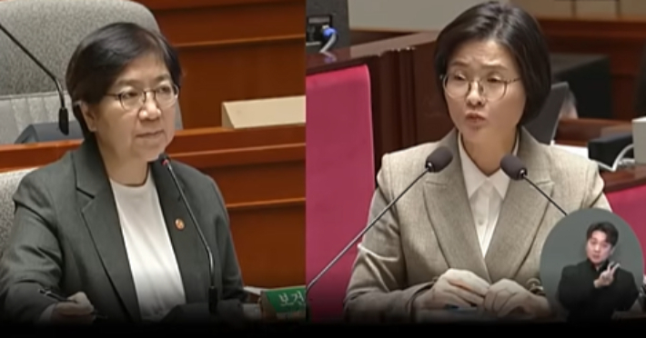 정은경 복지부 장관을 상대로 질의를 하는 임미애 의원. 국회방송 캡처 