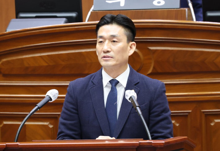 채영병 전주시의원이 18일 제425회 정례회에서 5분 자유발언을 하고 있다. 전주시의회 제공